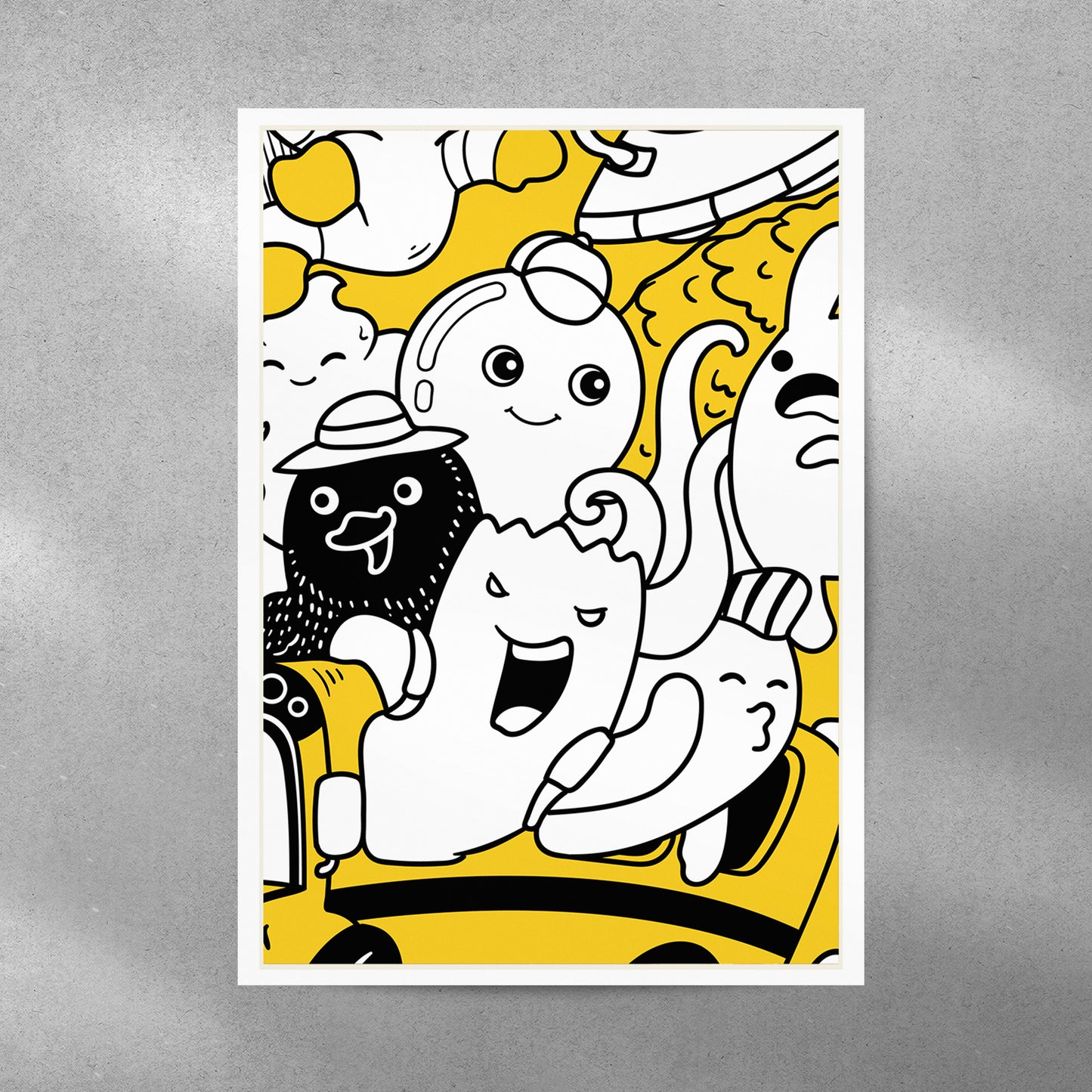 Yellow Doodle Poster